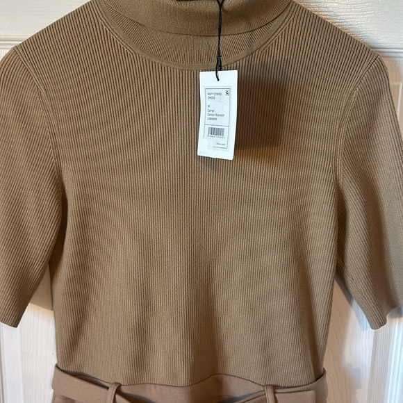 NWT THEORY Combo Dress in Bistretch Merino Wool Twill M camel - Picture 7 of 12